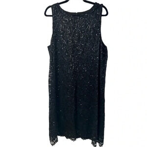 Marina Black Lace Sequin Overlay Sleeveless Dress Size XL NWOT